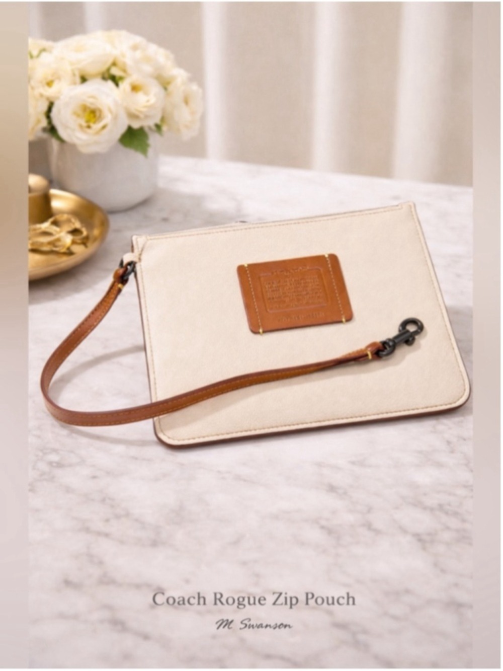 Coach 1941 Rogue Detachable Zip Pouch Wristlet – Chalk EUC